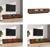 vidaXL 2-delige Tv-meubelset met LED bewerkt hout bruineiken - Tv-kast - Tv-kasten - Tv-meubel - Tv-meubel Met LED-verlichting