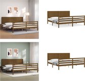 vidaXL-Bedframe-met-hoofdbord-massief-hout-honingbruin-200x200-cm - Bedframe - Bedframes - Bed - Tweepersoonsbed