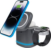 Chargeur sans fil Qi 3-en-1 - Apple et Android - Chargeur rapide 15W - Pliable - Téléphone - Zwart