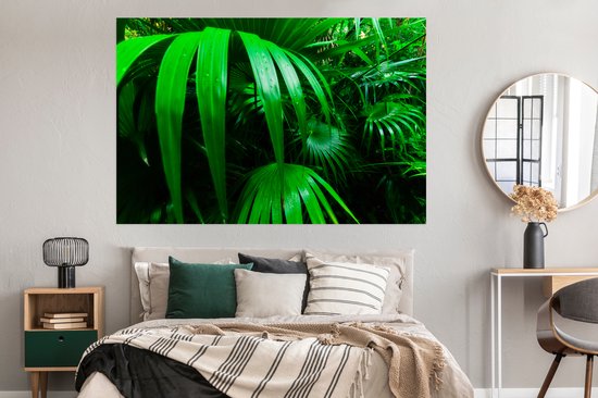 Poster Feuilles de palmier dans la jungle 150x75 cm - Tirage photo sur Poster (décoration murale salon / chambre)