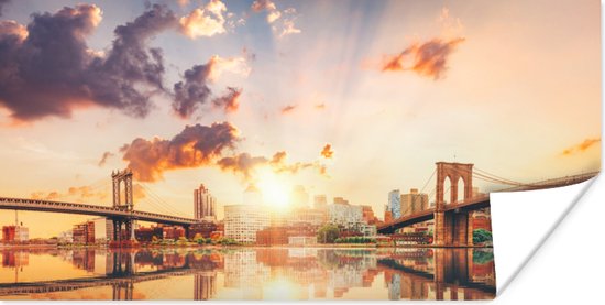 Poster New York - Brooklyn - Bridge - Zonsondergang - 160x80 cm