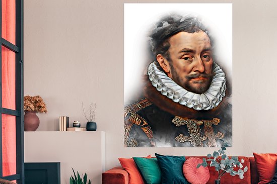 Décoré du vieux maître Adriaen Thomasz sur fond blanc 120x180 cm XXL / Groot format!