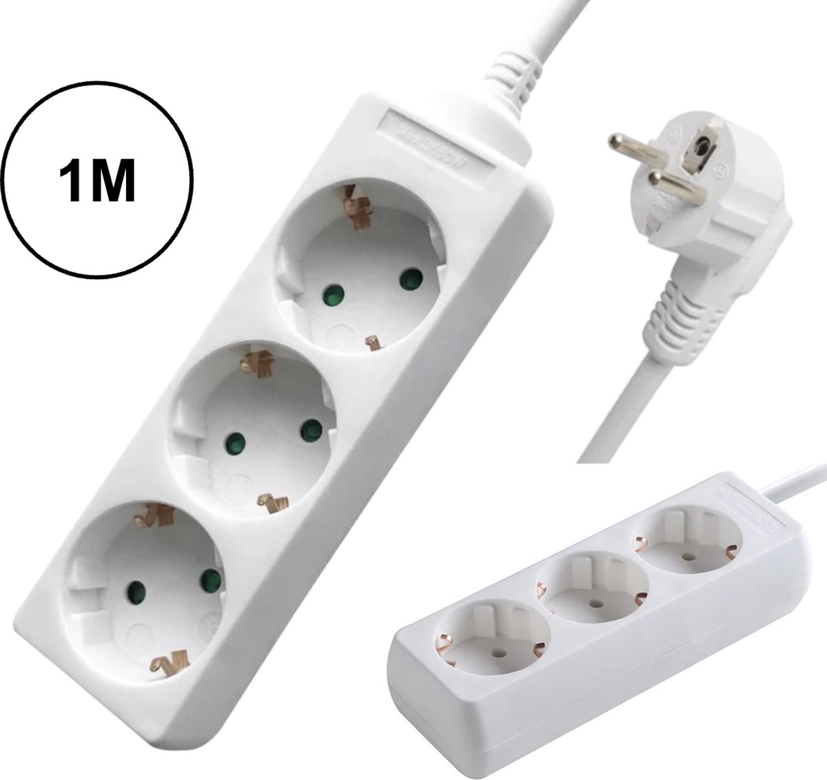 PD® Stekkerdoos 3-voudig + RA + 1m: Efficiënt Energiebeheer voor Elk Apparaat!