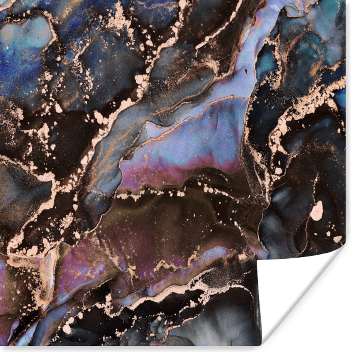 Poster Marmer - Goud - Rosé - 50x50 cm