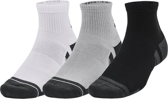 Under Armour UA Performance Tech 3pk Qtr Chaussettes de sport unisexes - Grijs - Taille XL