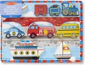 Puzzle de véhicule en bois Melissa & Doug - avion, train, voitures et bateaux (9 pièces)