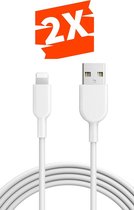 2x Oplaadkabel USB naar 8-PIN - Lang 2 Meter - 12W - Datakabel - Geschikt voor iPhone Oplader Kabel
