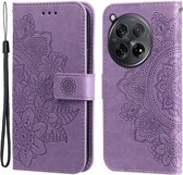 Coverup Mandala Bloemen Book Case - Geschikt voor OnePlus 12R Hoesje - Paars