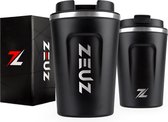 ZEUZ Thermosbeker & Koffiebeker To Go – Mok & Beker voor Koffie & Thee Onderweg – Travel Thermos Mug - 380ml – Zwart