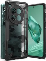 Ringke Fusion X | Hoesje Geschikt voor OnePlus 12 | Back Cover | Militaire Standaard | Camo Zwart