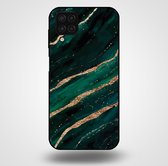 Smartphonica Telefoonhoesje voor Samsung Galaxy A12 met marmer opdruk - TPU backcover case marble design - Groen Goud / Back Cover geschikt voor Samsung Galaxy A12