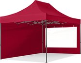 Tente de fête Easy Up 3x4,5m Pavillon pliant, acier PREMIUM 40mm avec parois latérales (panorama), rouge