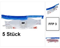 3M Aura Comfort Cool Flow stofmasker, FFP3, met ventiel, pak van 5 stuks