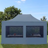 Tente de fête Easy Up 3x4,5 m Pavillon pliant, acier PREMIUM 40 mm avec parois latérales (panorama), gris foncé