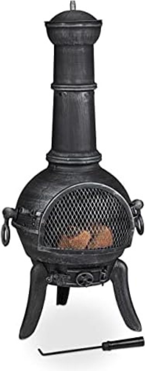 Vuurton - Tuinoven - 46 x 48 x 112 cm - 18,51 kg - Zilver