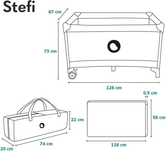 Stefi Opvouwbaar reiswiegje met matras, vanaf geboorte tot 3 jaar/15 kg van Baninni — afbeelding 2