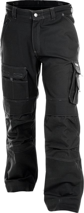 Pantalon de travail noir avec poches et surpiqûres contrastantes