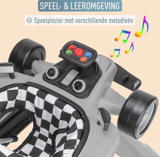 ib style® Loopstoel Babywalker - Baby Loopwagen - Looptrainer - 2-in-1 Racer - Hoogte verstelbaar - Met Geluidseffecten - Little Speedster - Grijs van ib style® — afbeelding 5