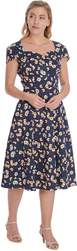 Banned - Robe évasée Wildflower - S - Blauw