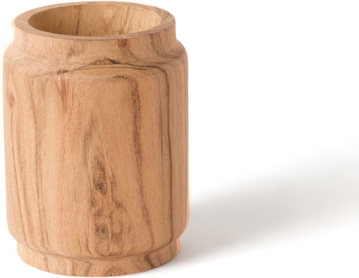 WinQ - Mooie Houten Vaas -gemaakt van Acaciahout - geschikt voor kunstbloemen of droogbloemen- 10x13cm