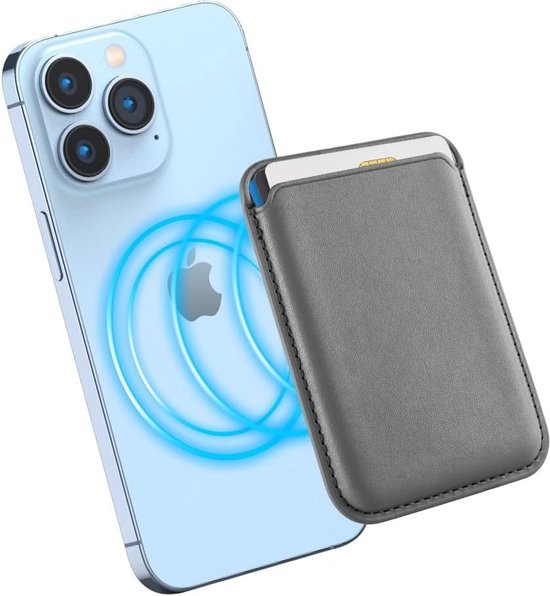 Kaarthouder Gray Geschikt Voor met Magnetisch Ring wallet iPhone 12/13/14/15 / 15 Pro /15 Pro Max/PLUS - Kaarthouder pasjeshouder mannen en vrouwen