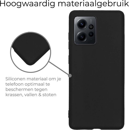Coque pour Xiaomi Redmi Note 12 5G - Coque en Siliconen avec film protecteur d'écran - Coque pour Xiaomi Redmi Note 12 5G - Zwart