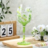 15oz Kleurrijke Wijnglazen Bloem Vogel Libelle 100% Handgeschilderd Glas Cadeau-ideeën Verjaardagscadeau Voor Vriend Familie