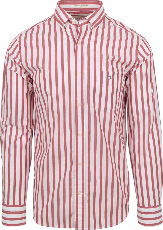 Gant - College Overhemd Streep Rood - Heren - Regular-fit