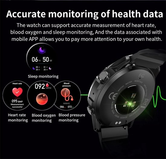 Smartwatch voor heren, met telefoonfunctie, 1,39 inch touchscreen, smartwatch, IP68 waterdicht, sporthorloge, 100 sportmodi met fitnesstracker, bloeddrukmeting, slaapmonitor, SpO2, 20 dagen accu