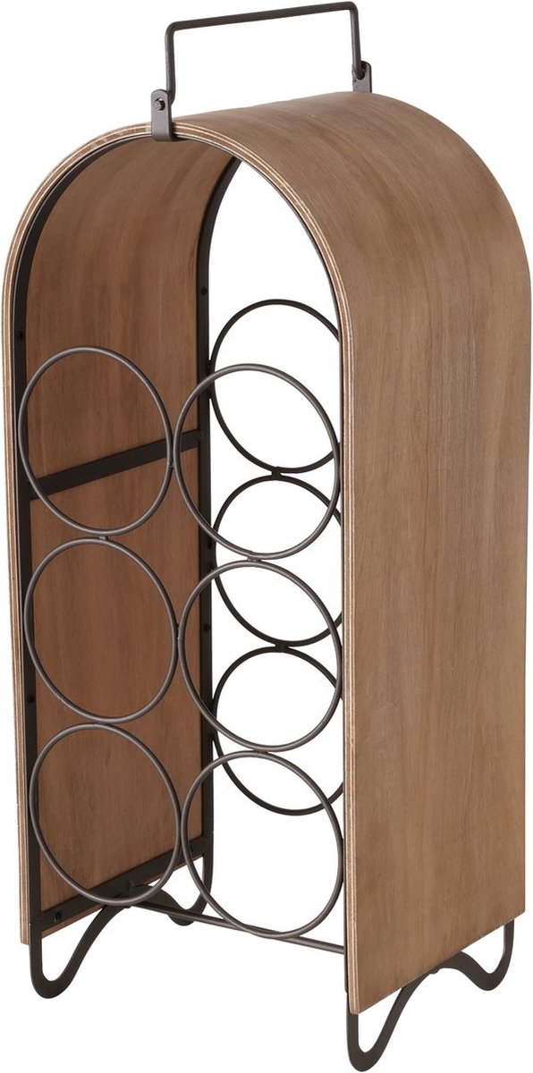 Wijnrek - Hout - Metaal - Staand - 6 fles - 50x21x18cm.
