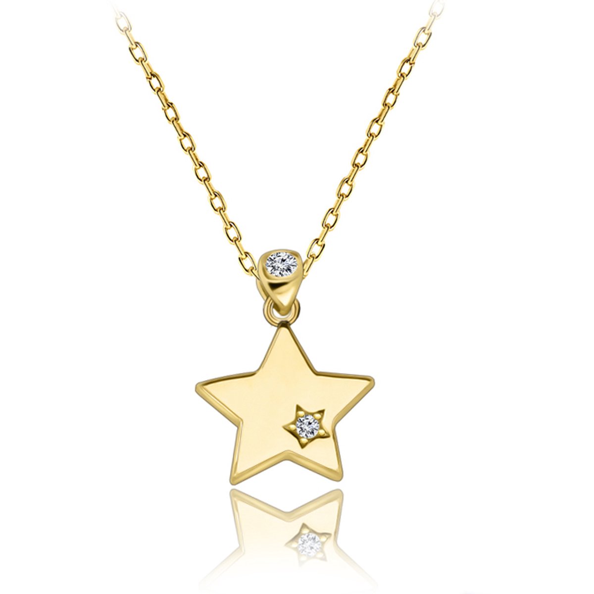 Juwelier Zwartevalk - 14 karaat gouden ketting met ster hanger 15.068