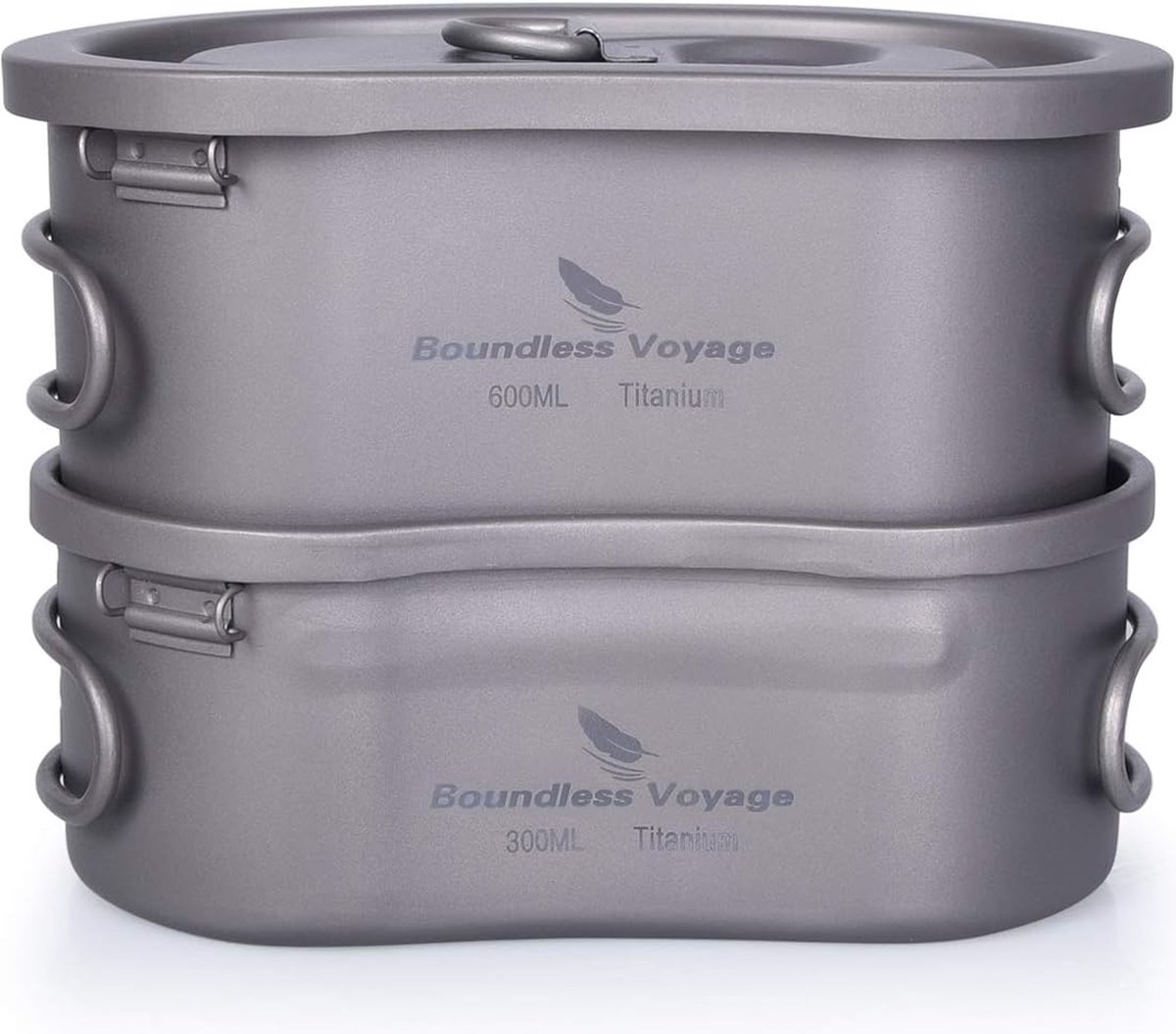 Lixada Draagbare pot/beker van titanium, voor op de camping, met opvouwbare handgreep, 300 ml/350 ml/420 ml/550 ml/650 ml/750 ml