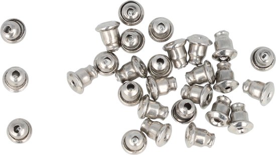 Oorbellen Stoppertjes Stainless Steel Zilver 30 Stuks RVS Sieraden Maken Onderdelen Earring Backs Achterkantjes