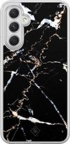 Casimoda® hoesje - Geschikt voor Samsung Galaxy A54 - Marmer Zwart - 2-in-1 case - Schokbestendig - Marble design - Verhoogde randen - Zwart, Transparant