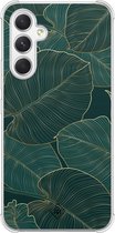 Casimoda® hoesje - Geschikt voor Samsung Galaxy A54 - Monstera Leaves - Shockproof case - Extra sterk - TPU/polycarbonaat - Groen, Transparant