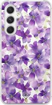 Casimoda® hoesje - Geschikt voor Samsung Galaxy A54 - Floral Violet - Shockproof case - Extra sterk - TPU/polycarbonaat - Paars, Transparant