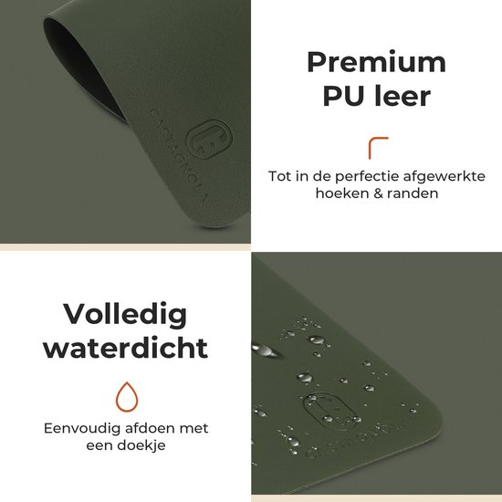 Castagnola Napperons de Table Aspect Cuir - Set de Table Antidérapant en Simili Cuir - Sous-Couche Hydrofuge - Dessous de Verre - 6 Pièces - 45 x 30 cm - Vert