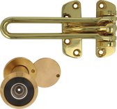 AMIG deurbeveiliging set - kierstandhouder met deurspion - messing - deurdikte 60 tot 85mm