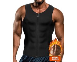 mannen sauna zweet rits vest voor gewichtsverlies hete neopreen korset taille trainer body top shapewear afslanken shirt training pak - XXL