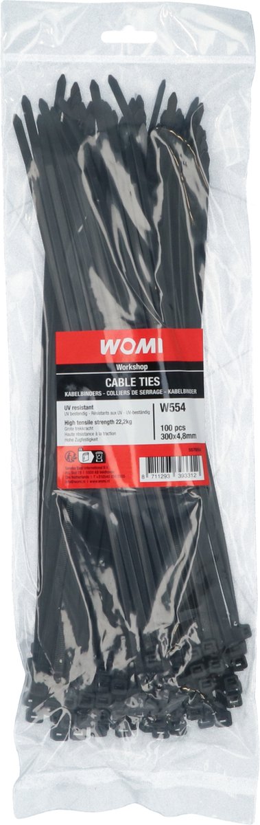 Womi Kabelbinders 300x4.8mm zwart 100 stuks