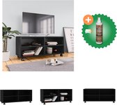 vidaXL Tv-meubel met wieltjes 90x35x35 cm bewerkt hout zwart - Kast - Inclusief Houtreiniger en verfrisser