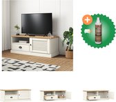vidaXL Tv-meubel VIGO 106x40x40 cm massief grenenhout wit - Kast - Inclusief Houtreiniger en verfrisser