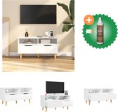 vidaXL Tv-meubel 90x40x48-5x cm spaanplaat hoogglans wit - Kast - Inclusief Houtreiniger en verfrisser