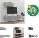 vidaXL 3-delige Tv-meubelset bewerkt hout grijs sonoma eikenkleurig - Kast - Inclusief Houtreiniger en verfrisser
