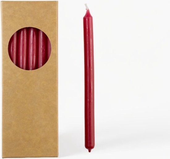 Rustik Lys - Bougies crayon longues et fines ' Finn' (lot de 20, 1,2 x 17,5 cm) - Rouge