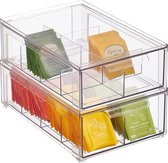 ladebox - kunststof stapelbak voor keuken en koelkast - keukenorganizer voor snacks, pasta, groenten enz. - set van 2 - transparant