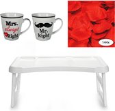 Ensemble table de chevet et tasse à café - Mr Right et Mrs Always Right - Cadeau de Saint-Valentin pour lui/elle