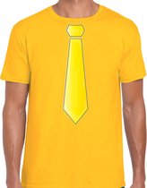 Bellatio Decorations T-shirt habillé pour homme - cravate jaune - jaune - carnaval - bad party L