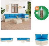 vidaXL 6 delige Loungeset met kussens pallet vurenhout Tuinset Inclusief Houtreiniger en verfrisser