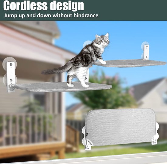JeiibrZui Kattenmand Voor In Het Raam - Raamhangmat Voor Katten Binnen 60 X 30 Cm Wit Klavertjevier Vorm JeiibrZui Kattenmand Voor In Het Raam - Raamhangmat Voor Katten Binnen 60 X 30 Cm Wit Klavertjevier Vorm